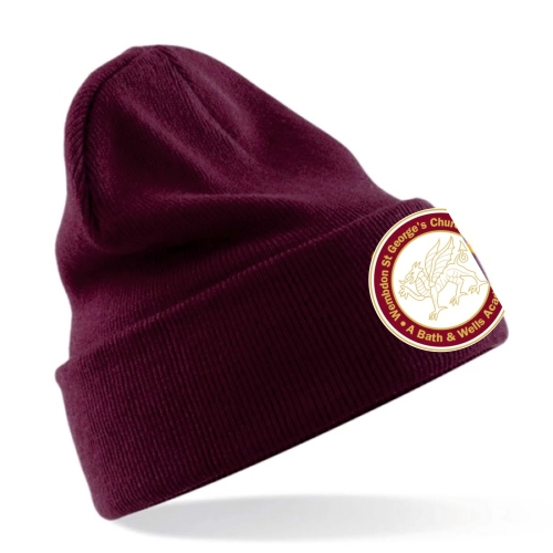 Wembdon St. Georges Burgundy Knitted Hat