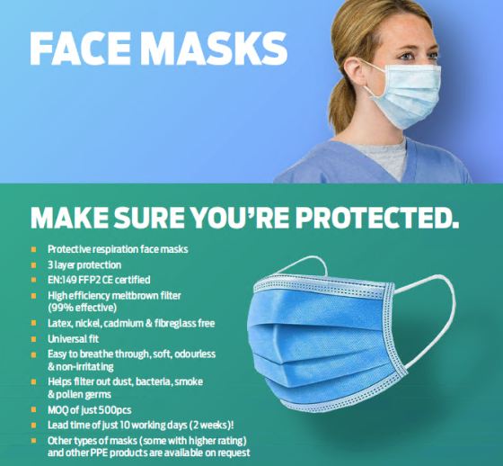 FACE MASKS - EN:149 – 50 PER BOX - Image 2