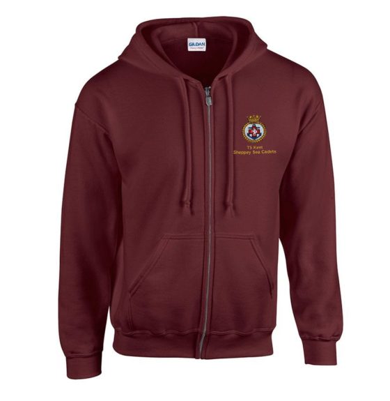 Sheppey Sea Cadets Zip Hoodie - Burgundy GD58