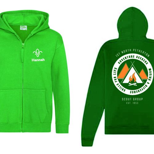 Kids Zipped Hoody, JH050B, Kelly Green NP Scouts