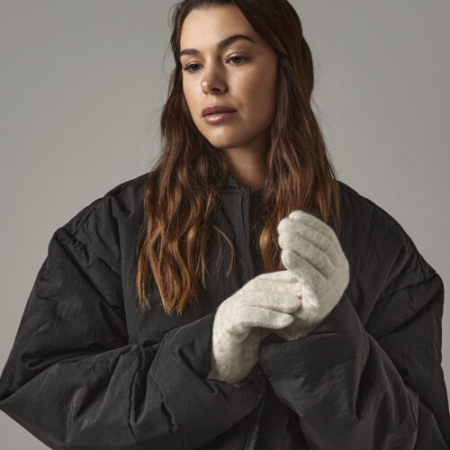 Cosy ribbed-cuff gloves