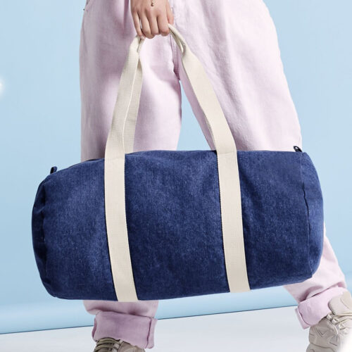 Denim barrel bag