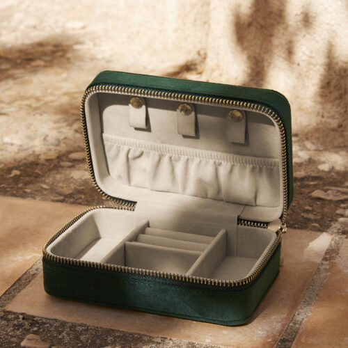 Velvet travel jewellery box
