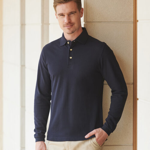 Long sleeve cotton polo shirt