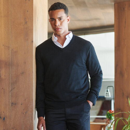 Cashmere touch acrylic v-neck jumper