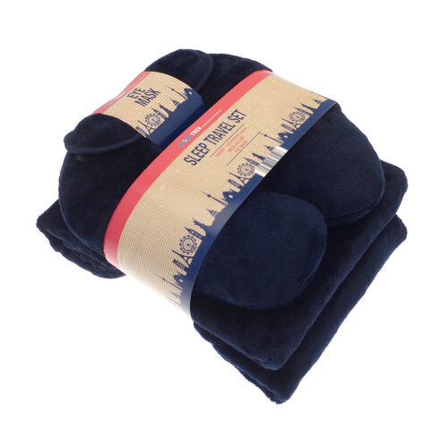 Travel set (neck pillow, eye mask and fleece blanket)