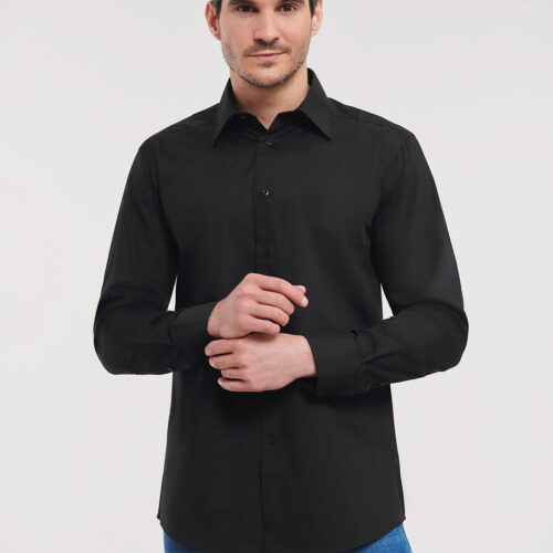Long sleeve polycotton easycare fitted poplin shirt