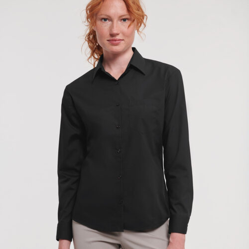 Women's long sleeve polycotton easycare poplin shirt