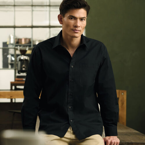 Long sleeve polycotton easycare poplin shirt