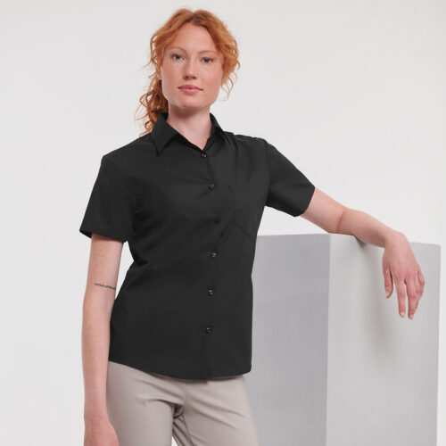 Women's short sleeve polycotton easycare poplin shirt