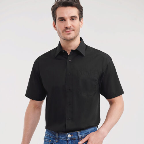 Short sleeve polycotton easycare poplin shirt