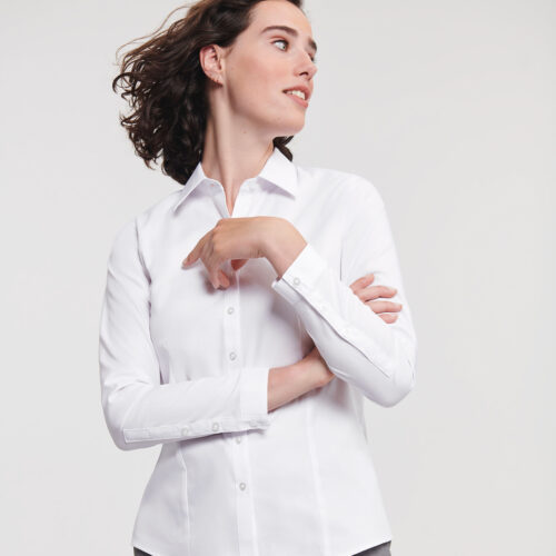 Women's long sleeve herringbone shirt