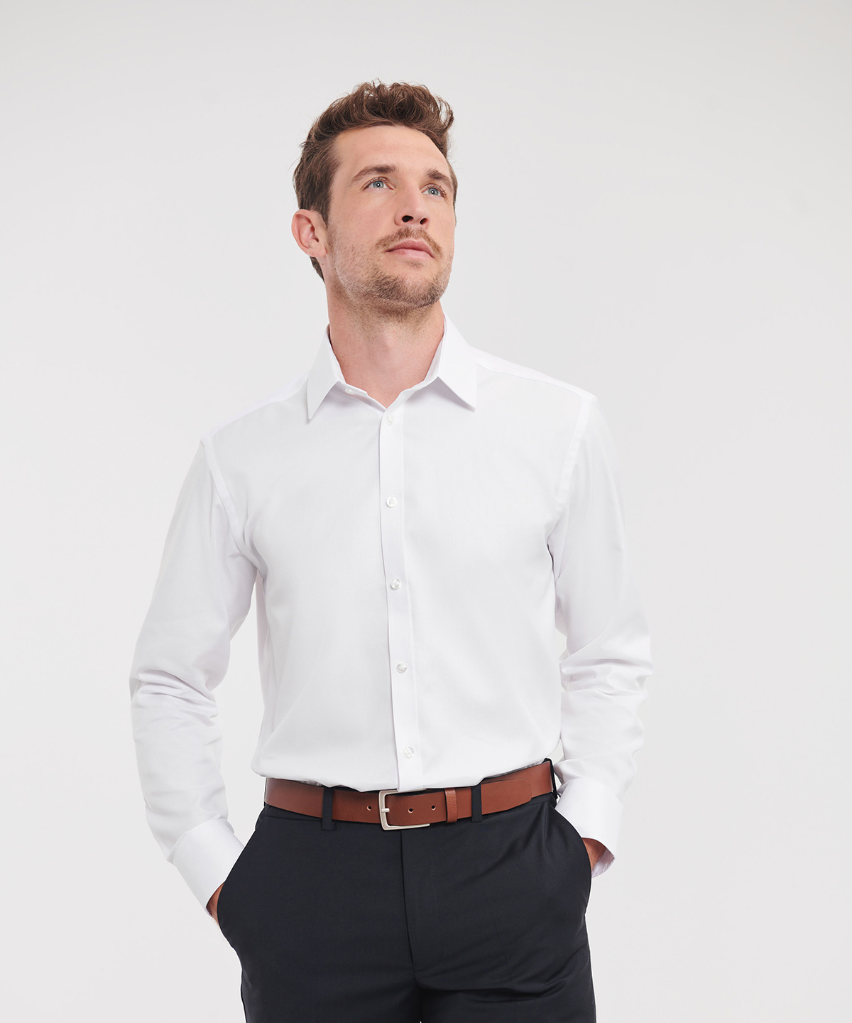 Long sleeve herringbone shirt