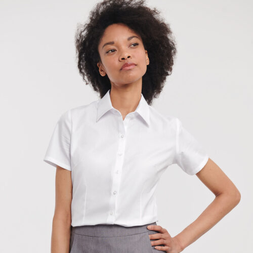 Women's short sleeve herringbone shirt