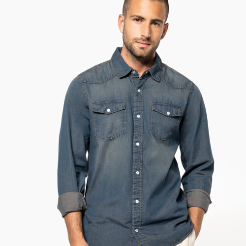 Men's long-sleeved denim shirt