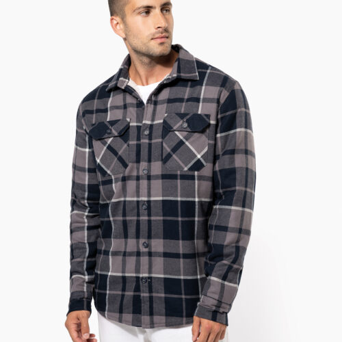 Sherpa-lined checked shirt jacket