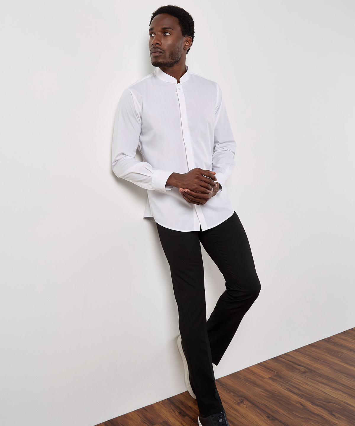 Mandarin collar shirt long-sleeved (tailored fit)
