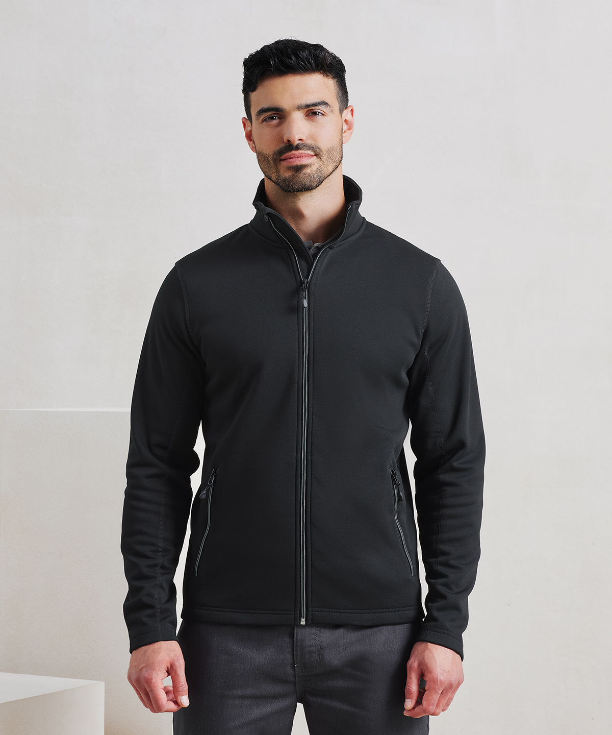 Men's spun dyed sustainable zip-through sweatshirt