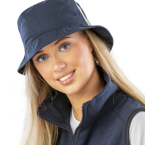 Deluxe washed cotton bucket hat with side mesh panels