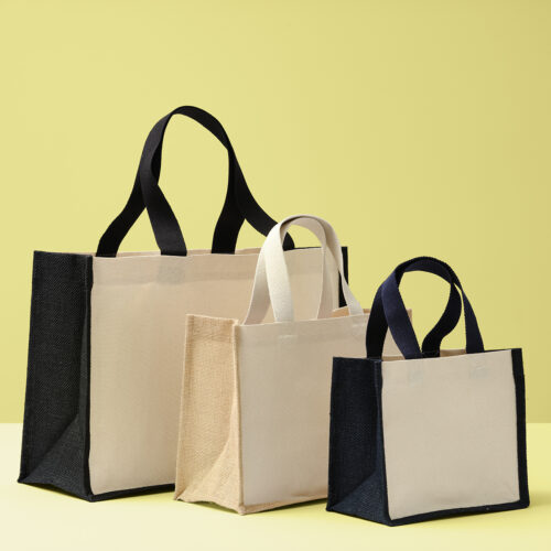 Jute canvas panel shopper
