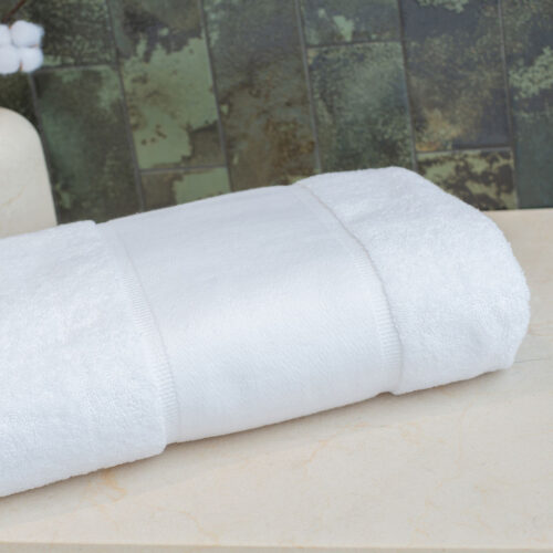 Organic bath sheet with printable border