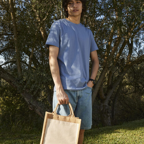 Cotton pocket jute midi tote